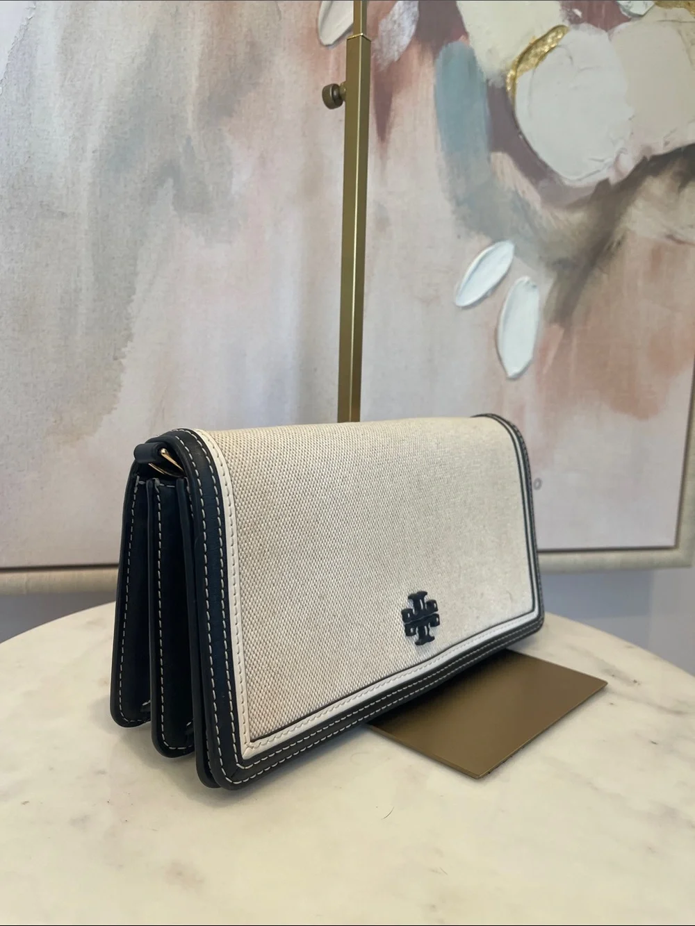 Tory Burch Emerson Canvas Crossbody with Multicolor Guitar Strap
